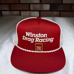 Vintage 80’s Winston YOUNGAN Drag Racing Rope Trucker Hat SnapBack WITH PIN